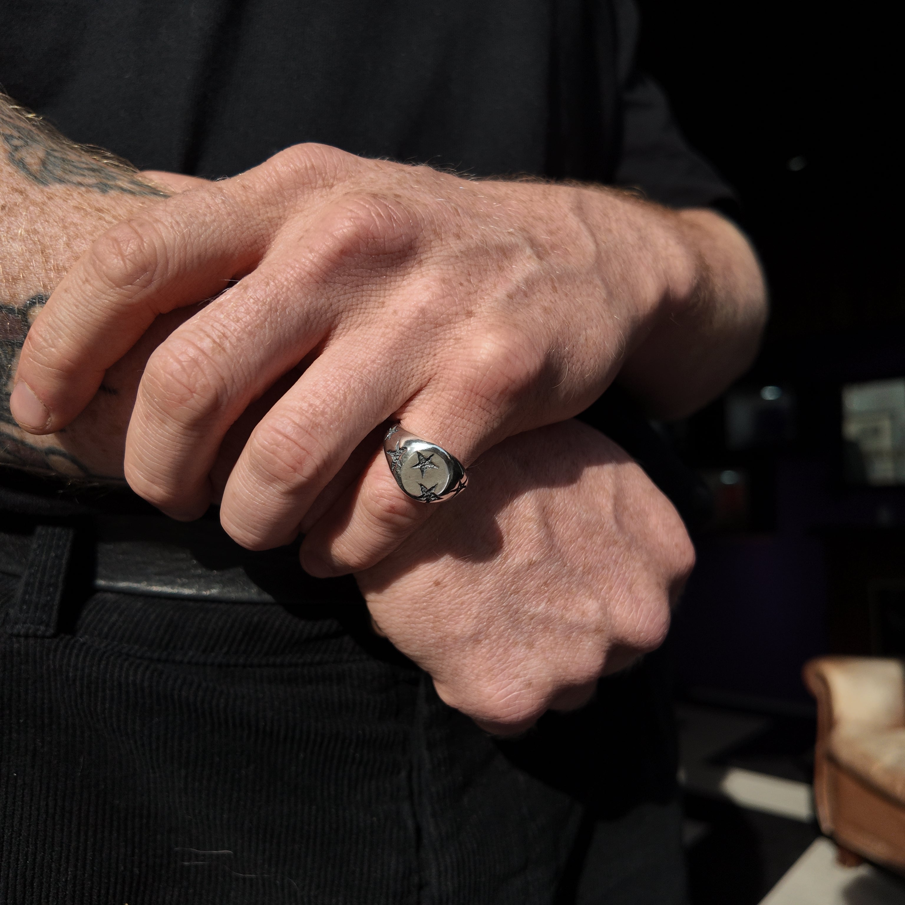 Star Small Silver Signet Ring