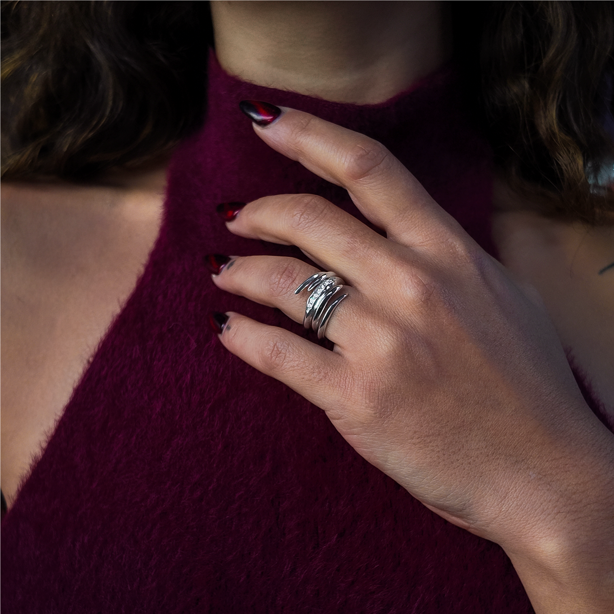 Triffid Platinum Coil Diamond Ring