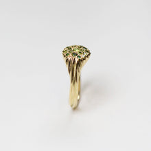 Forest 18ct Gold Pavé Set Cluster Green Diamond Ring