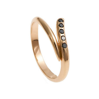 Tulip 18ct Rose Gold Wedding Ring with Black Diamonds