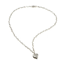 Entwine Silver Link Necklace with Heart Charm