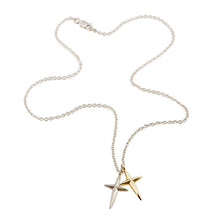 Trinity Silver Double Cross Necklace with Gold