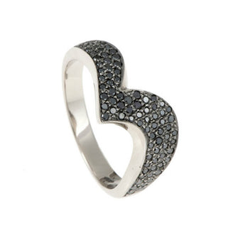 Tulip 18ct White Gold Pavé Black Diamond Wedding Ring