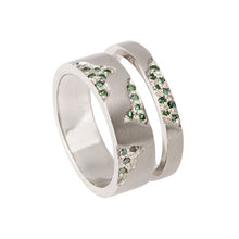 Blitz 18ct White Gold 3mm and 6mm Rings with White and Green Diamonds