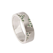 Blitz 18ct White Gold Ring with Green Diamonds