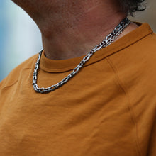Carved Silver Twin Link Necklace