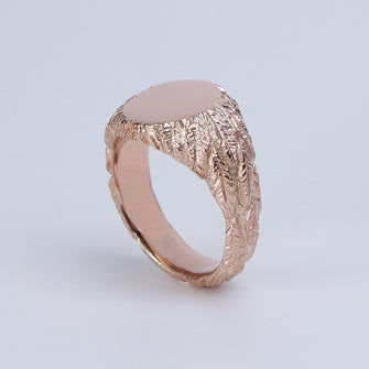 Feather 9ct Rose Gold Signet Ring