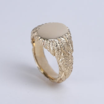 Feather 9ct Yellow Gold Signet Ring