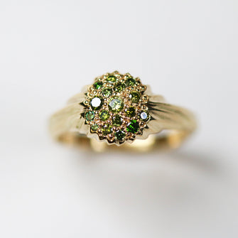 Forest 18ct Gold Pavé Set Cluster Green Diamond Ring
