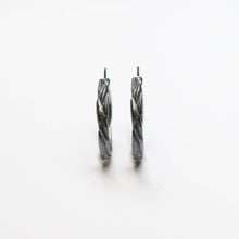 Forest Oxidised Silver Medium Hoop Earrings