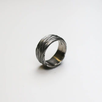 Forest Oxidised Silver 10mm Ring