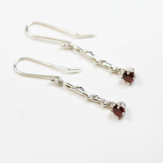 Entwine Silver Long Drops with Garnet