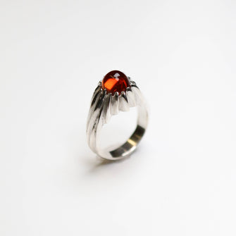 Forest Silver Garnet Ring