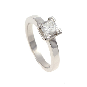 Castle Platinum Solitaire with 1 Carat Princess Cut Diamond