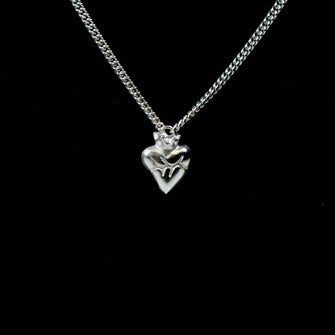 Small Sacred Heart Necklace in Silver