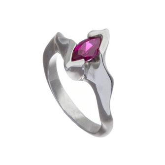 Electra Silver Ring with Marquise Synthetic Ruby