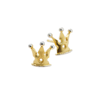 Kings & Queens Silver 18ct Gold Plated Tiara Studs