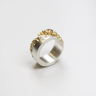 Luna 18ct Gold Plated Silver Diagonal Cut 10mm Ring