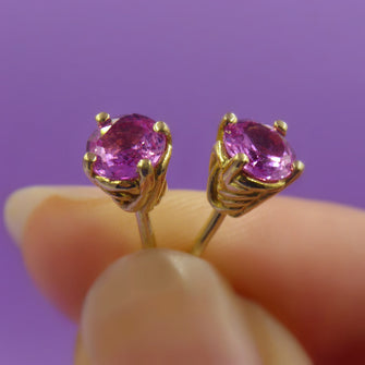 Entwine 18ct Yellow Gold 1 Carat Pink Sapphire Studs