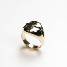 Slashed 9ct Gold Signet With Pavé Set Black Diamonds