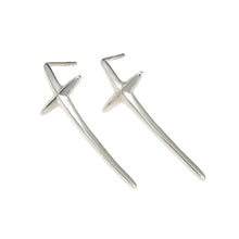 Trinity Silver Elongated Cross Earrings