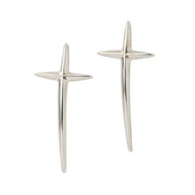 Trinity Silver Elongated Cross Earrings