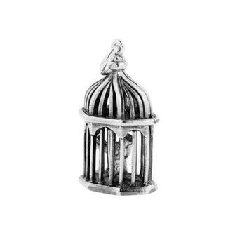 Silver Birdcage With Swinging Bird Charm