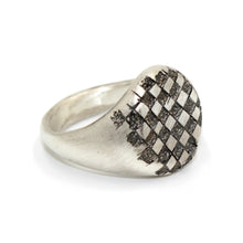 Chequered Large Silver Signet Ring