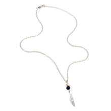 Feathers Silver Necklace with Peacock Pearl Drop