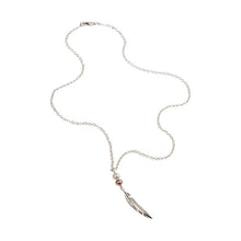 Feathers Silver Necklace With Freshwater Salmon Pearl Drop