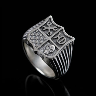 Hoye Division Silver Classic Shield Signet Ring