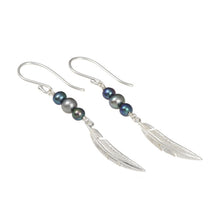 Feathers Silver Single Drops With Freshwater Peacock Pearls