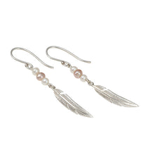 Feathers Silver Single Drops With Freshwater Salmon Pearls