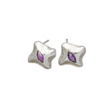 Manta Ray Silver Amethyst Earrings