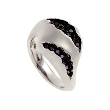 Triffid Platinum Heavy Two Section Ring with Black Diamonds
