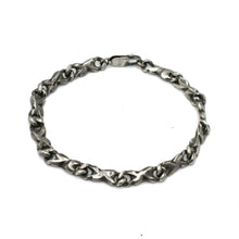 Carved Oxidised Silver Small Link Bracelet